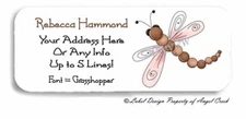 Country Primitive Pink Winged Dragonfly Personalized Return Address Labels