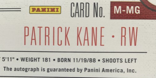 2012-13 Panini Limited Hockey Monikers Patrick Kane Blackhawks Patch AUTO /49 Nm - Picture 7 of 8