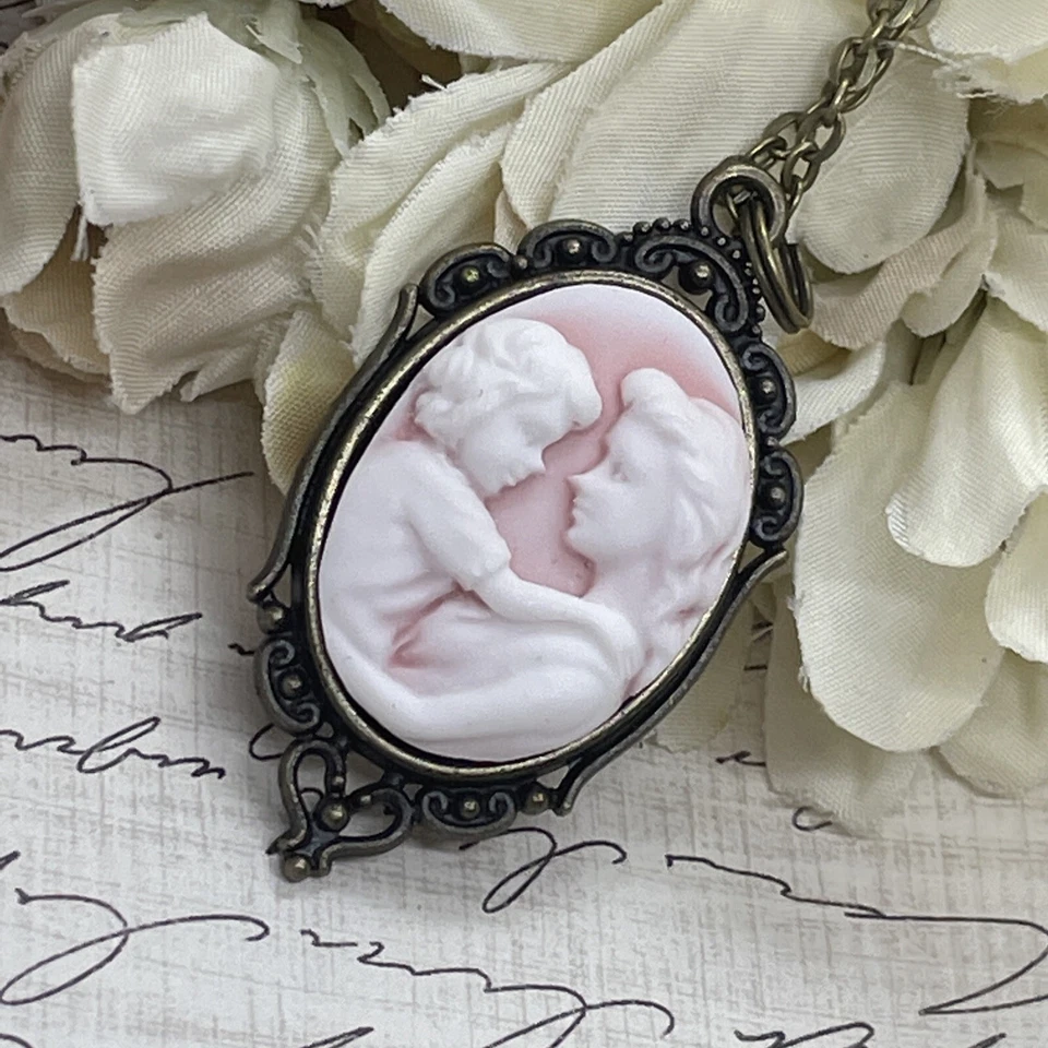 Bronce Rosa Nuevo MAMÁ Corazón Boda Fiesta Joyería Blanco Día de la Madre Collar Camafeo Foto 4 de 4