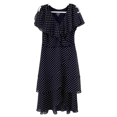 Vintage Small Adrianna Papell Black & White Polka Dot Silk Dress Fitted |  eBay