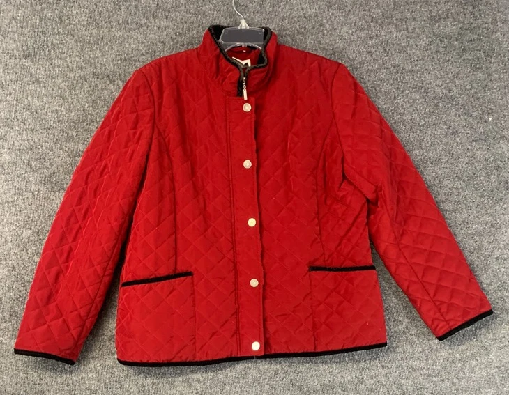 Red quilted jacket womens clearance