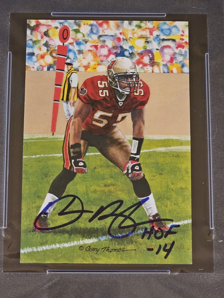 DERRICK BROOKS Signed HOF GOAL LINE ART CARD-TAMPA BAY BUCCANEERS-PSA 10 Auto - Image 2 of 4