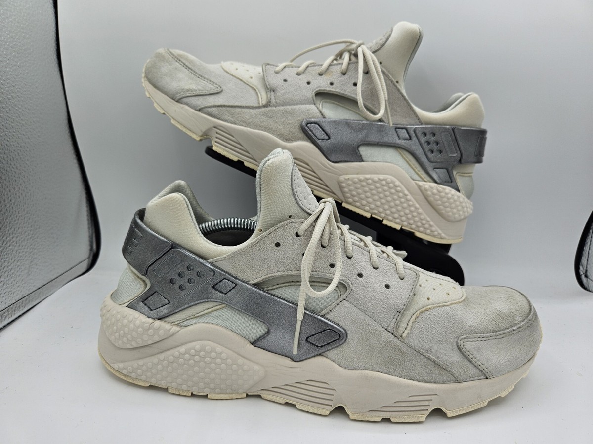 Nike Air Huarache Run Premium Grey Suede Silver Men's 13 Pre-loved NO BOX
