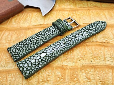 20mm/16mm Polished Stingray Leather Watch Band Bespoke Vintage Exotic Leather