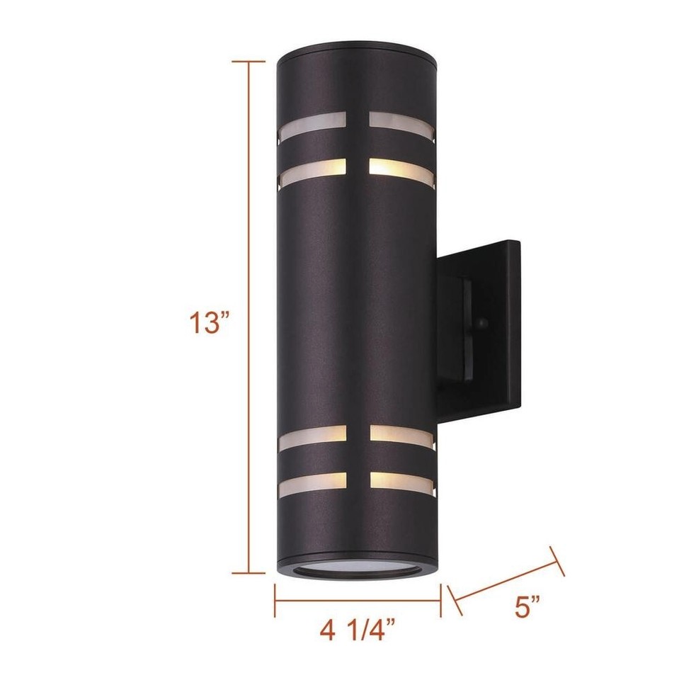 Rubbed Bronze Outdoor Wall Lantern Modern Industrial Dual Up Down Light ...