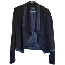 Eva Longoria Jacket Blazer Medium Womens Blue Black Open Front Lined Career