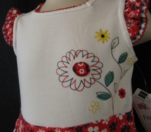 Nuevo con etiquetas Vestido Okie Dokie Sin Mangas Rojo y Blanco con Flores Talla 18 Meses - Imagen 2 de 3