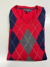 Club Room Mens 100 Pima Cotton Red Argyle Diamond Sweatshirt Size XL
