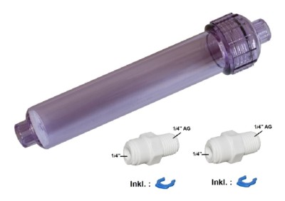 Inlinegehäuse 12'' + Adapter befüllbar Leer Filter Umkehr Osmose Anlage Aquarium