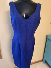 High Point New York Linen Sleeveless Dress Zip Blue Size 10