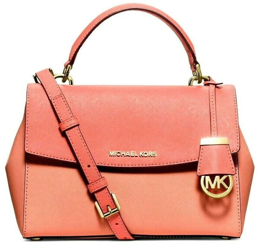 MICHAEL KORS AVA PEACH PINK SAFFIANO LEATHER SATCHEL CROSSBODY BAG PURSE  ❤NWT❤