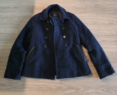 The GAP Navy Wool Blend Short Pea Coat Small Used Condition