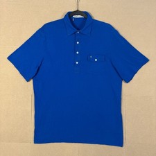 Criquet Polo Shirt Mens Large Blue Short Sleeve Organic Cotton Pocket Logo