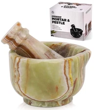 Marble Mortar and Pestle Set Green 3 Inch Handmade Christmas Gifts, Small Spice 