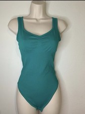Green teal bodysuit ribbed stretch tank top medium.  G 