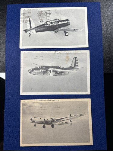 WWII 1942 Aircraft Recognition Postcards Lot BT-13 A-20 B-29 Long Beach CA