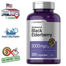 Sambucus Nigra 3000mg Extract - Black Elderberry 300 Capsules - Natural Herbal