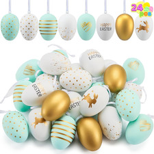 JOYIN 24 Pcs 6Cm Bunte Ostereier Zum Aufhängen, Plastik-Ostereier Für Party-Deko