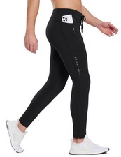 Men's Thermal Running Tights Winter Cycling Pants Fleece Lined Compression Le...