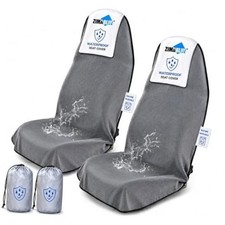 2 Pack Waterproof Towel Car Seat Covers, 1kg Heavy 2 Pack Front Seats Gray