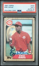 1987 Topps Eric Davis #412 PSA/DNA Auto 10 On-Card Autograph PSA 3 Reds
