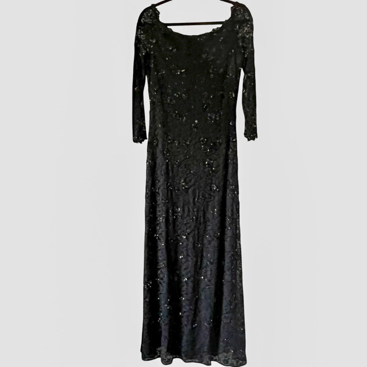 bronx and banco black mini dress Badgley Mischka black, navy, and plum floral sequin dress, size 6 main image 0