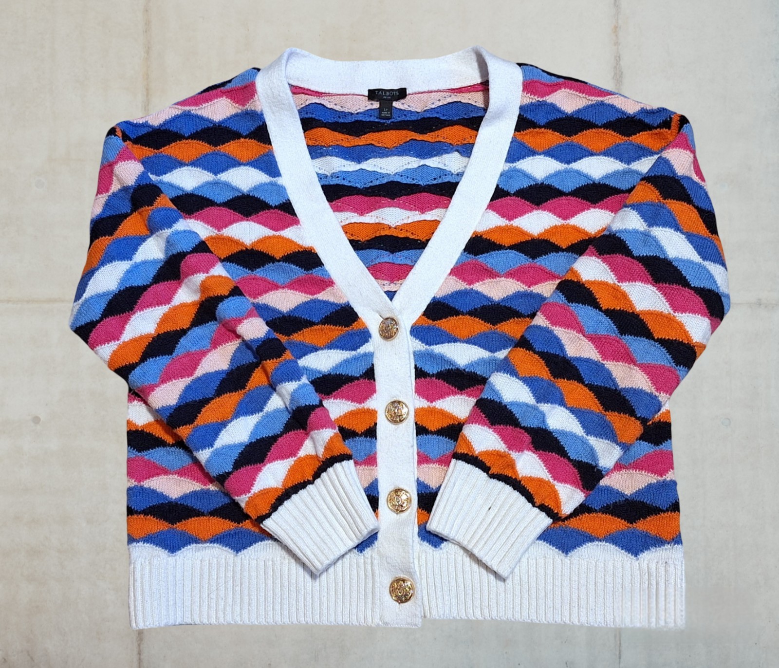 'Talbots' multi-colored wave pattern button-down … - image 1