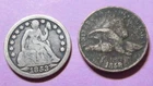 1853 Liberty Seated Dime and 1858 Flying Eagle Cent
