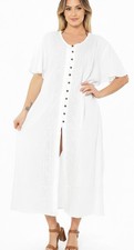 LA LEELA Women's Beach Dress Regular Office Work Swing Dress US 8-18 White_K808