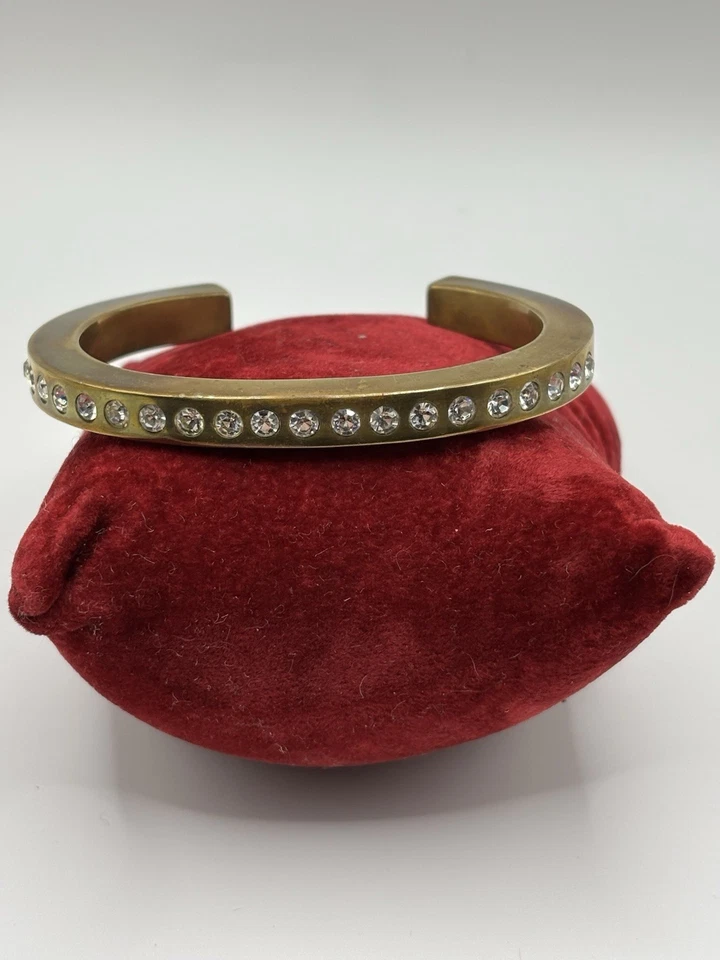 Brazalete brazalete de peltre chapado en oro firmado por Patricia Locke 21 cristales de Swarovski Foto 4 de 4