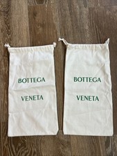 2 Bottega Veneta Flannel White Dust Bag Drawstring Logo Designer 8.5” x 16”