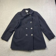 UNIQLO Ines De La Fressange Coat Women Navy Wool Double Breasted Peacoat Large