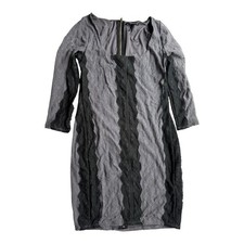 Victorias Secret Grey Black Lace Bodycon Dress Long Sleeve Full Zip Back Medium