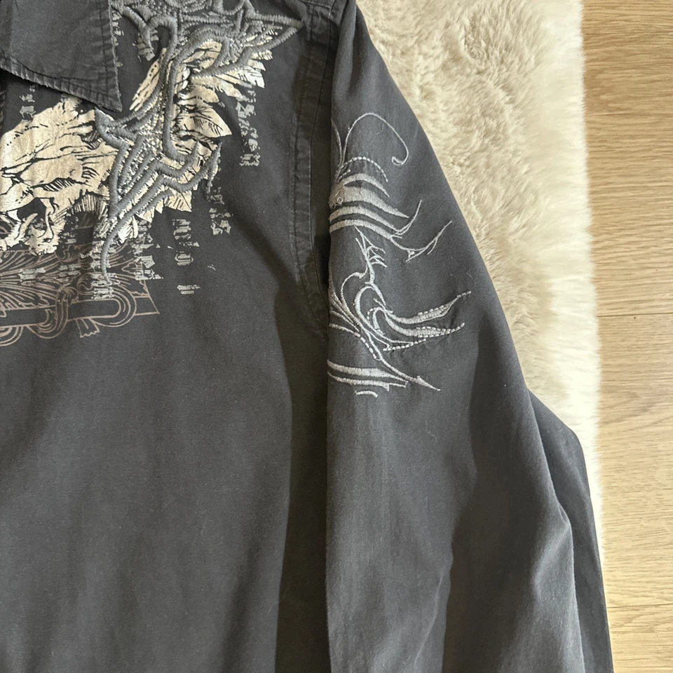 Roar Men’s Western Button Shirt Black Graphic Embroidered Long Sleeve Size XL - Image 4 of 4