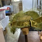 Vintage Fascinator Net Hat Headpiece Feathers Green  60s netting as is  bow