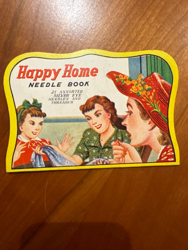FREE SHIP! 1940s Happy Home Needle Book 21 Assorted Silver Eye Needles COMPLETE