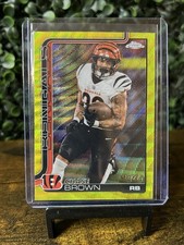 Topps Chrome  Football 2025 Chase Brown YELLOW WAVE /275 #62 Cincinnati Bengals