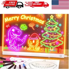 13.7"x10" Neon Glow Acrylic Dry Erase Board - Multi-Functional LED Light Display