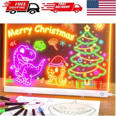 13.7''x10'' Neon Glow Acrylic Dry Erase Board - Multi-Functional LED Light Display