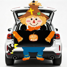 Halloween Trunk or Treat Car Decorations Kit 9 Pcs Fall Scarecrow Pumpkin Crow C