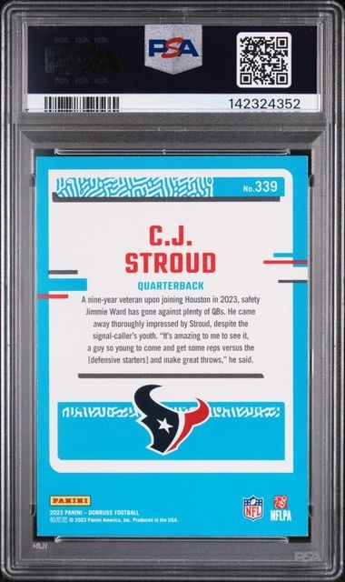 2023 Donruss #339 CJ Stroud : Rookie Card : PSA 10 view 2