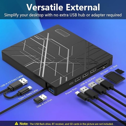 External Cds Dvds Writer Double USB Interfaces Compactly Design Plugs and Play - Afbeelding 5 van 11
