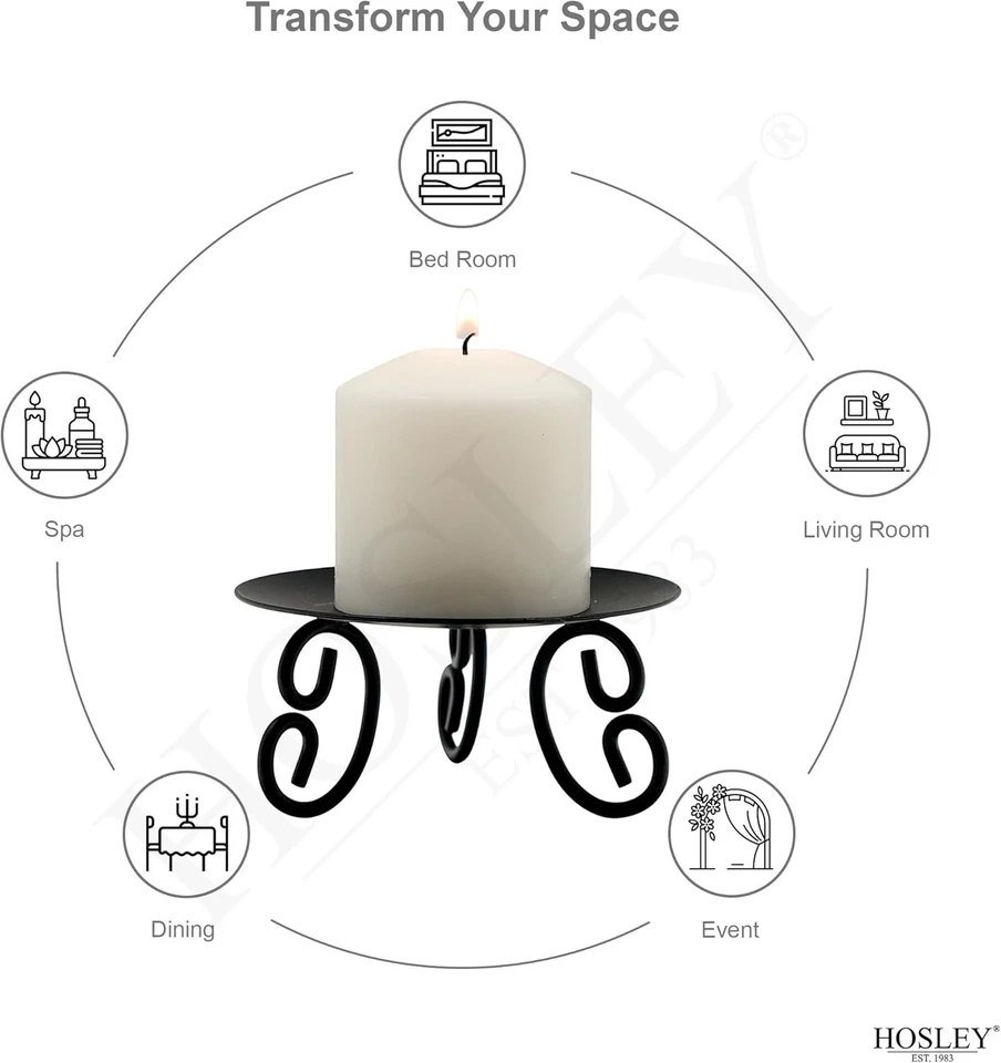 Hosley Juego de 2 Candelabros Pilares o LED 5 Diámetro 5 (Juego 2), Negro Foto 3 de 4