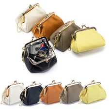 Real Leather Womens Small Coin Wallet Card Cash Holder Kiss Lock Purse Handbag