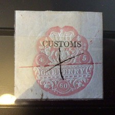 GB EMBOSSED CUSTOMS STAMP Used 1d Very Nice 😊 DATED. Rare or very uncommon. 