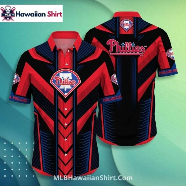 Bold Chevron Red And Black Phillies Hawaiian Shirt