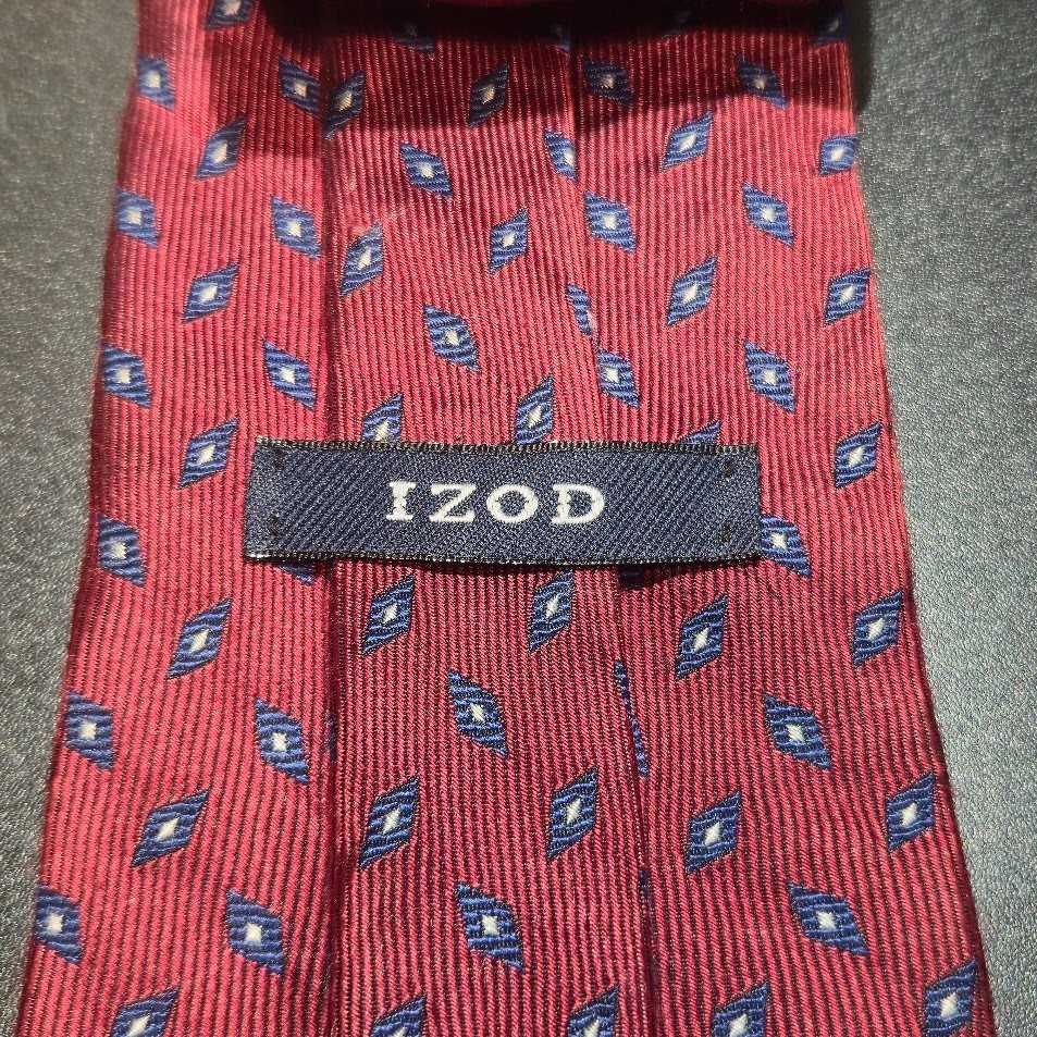 Izod Red/Blue Geometric 100% Silk Tie Made in Costa Rica image 4