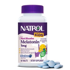 Melatonin Sleep Aid 1 mg 60 Tablets Fast Dissolve Blue Razz Natrol Kids
