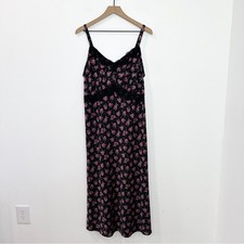 Torrid Tea Length Woven Jacquard Lace Trim Cami Dress Dark Romantic Floral 12
