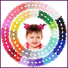 20PCS 2.2'' Baby Hair Clips Newborn Girls Fully Lined Tiny Hair Bows